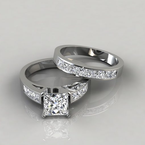 Princess Cut Engagement Ring and Wedding Band Bridal Set - PureGemsJewels