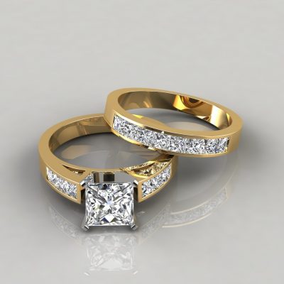 Princess Cut Engagement Ring and Wedding Band Bridal Set - PureGemsJewels