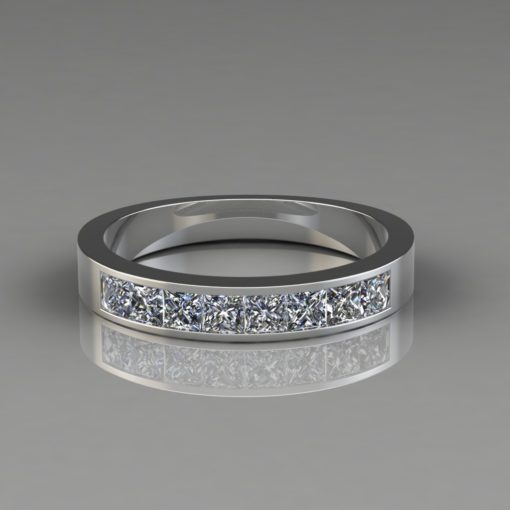 Princess Cut Channel Set-Wedding Band Ring Man Made Diamond