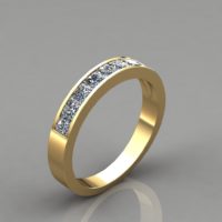 Princess Cut Channel Set-Wedding Band Ring Man Made Diamond