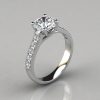 Solid Gold Round Cut Cross Prong Engagement Ring