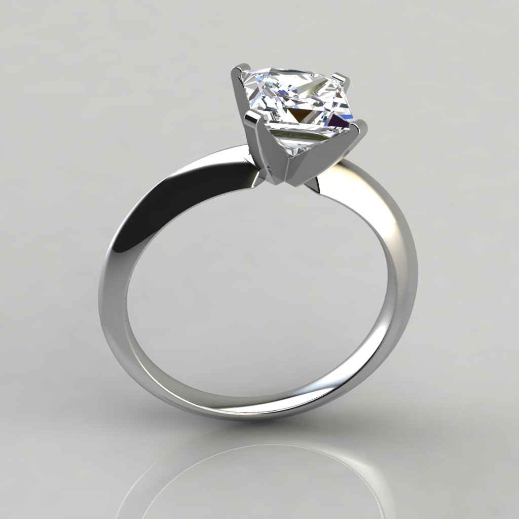 Classic 4 Prong Tiffany  Style White  Gold  Engagement  Ring 