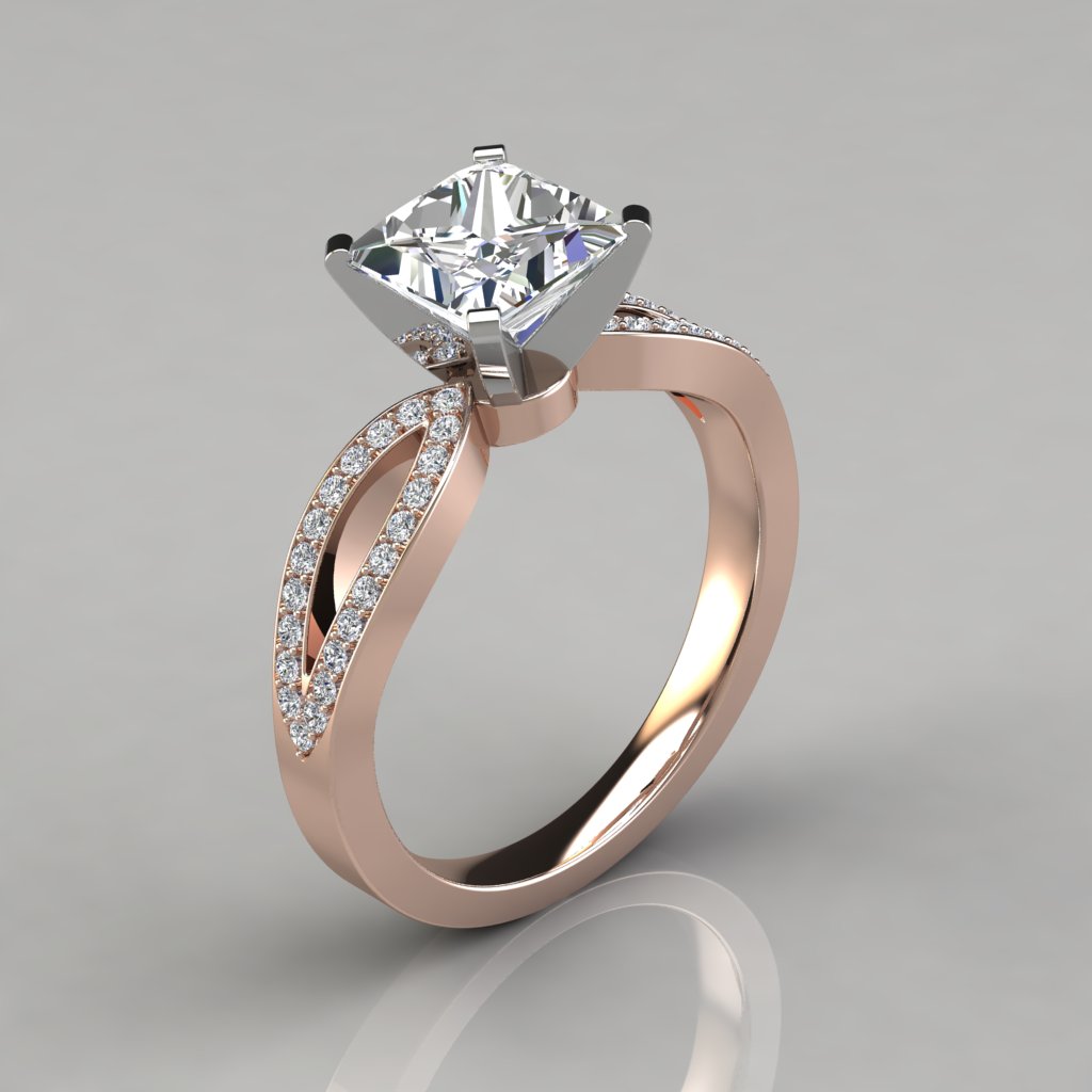 Twist Cushion Cut Engagement Ring - PureGemsJewels