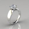 Wide Band Cathedral Style Solitaire Engagement Ring