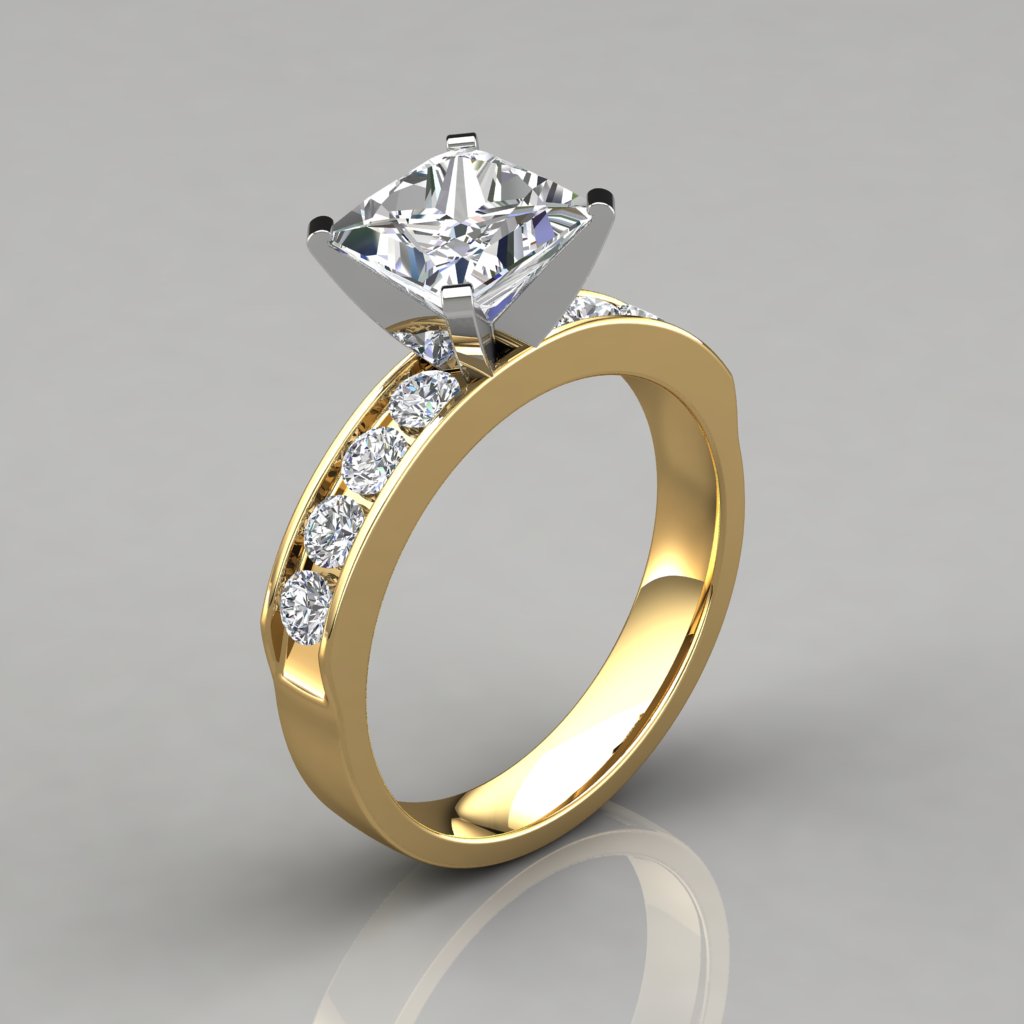  Princess  Cut  Channel Set  Engagement  Ring  PureGemsJewels