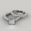 Princess Cut Shared Prong Engagement Ring and Wedding Band Set