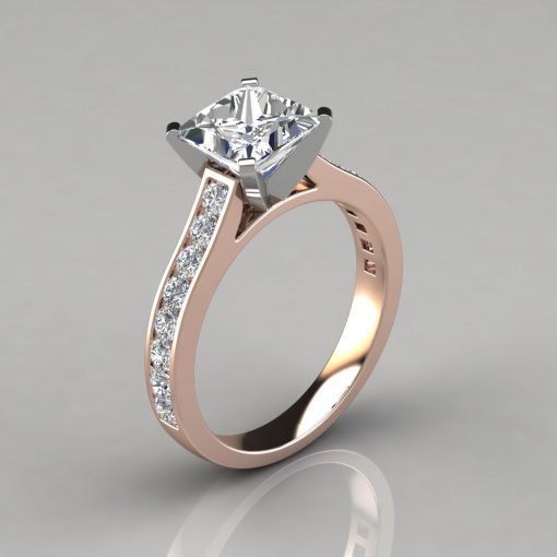 Cathedral Style Channel Set Engagement Ring - PureGemsJewels