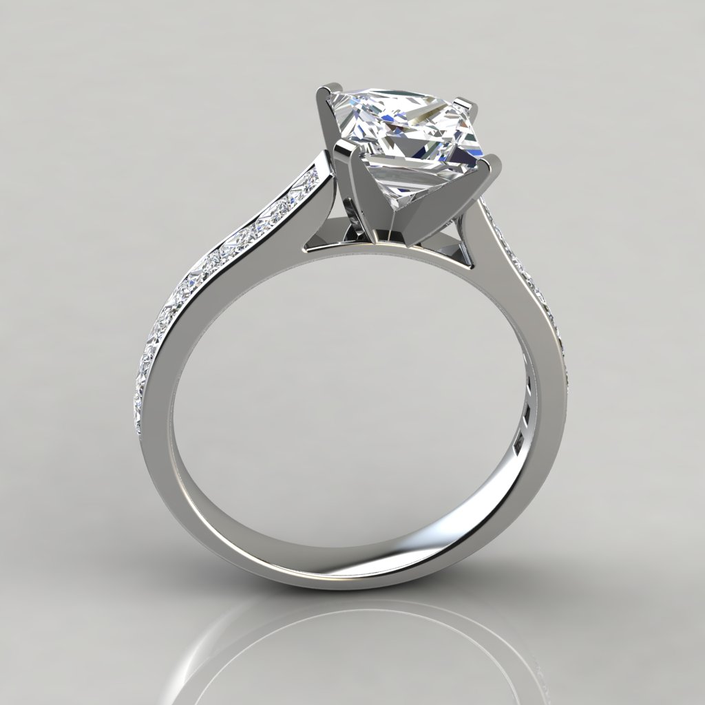 Cathedral Princess Cut Chanel-Set Diamond Engagement Ring US3017