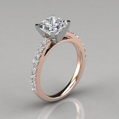 Princess Cut Cathedral Style Engagement Ring - PureGemsJewels