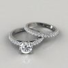 Shared Prong Engagement Ring and Wedding Band Set