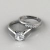 Round Cut Engagement Ring and Wedding Band Set