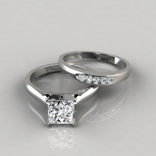 Princess Cut Engagement Ring and Wedding Band Set - PureGemsJewels