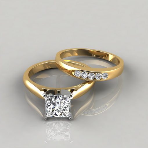 Princess Cut Engagement Ring and Wedding Band Set - PureGemsJewels