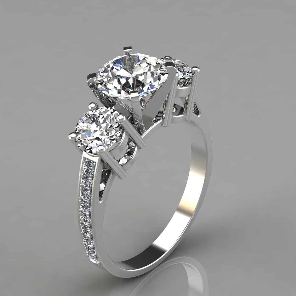 Three Stone  Style Engagement  Ring  PureGemsJewels