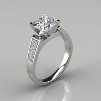 Flat Edged Princess Cut Cathedral Style Engagement Ring