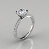 Knife Edge Pavé Round Cut Engagement Ring