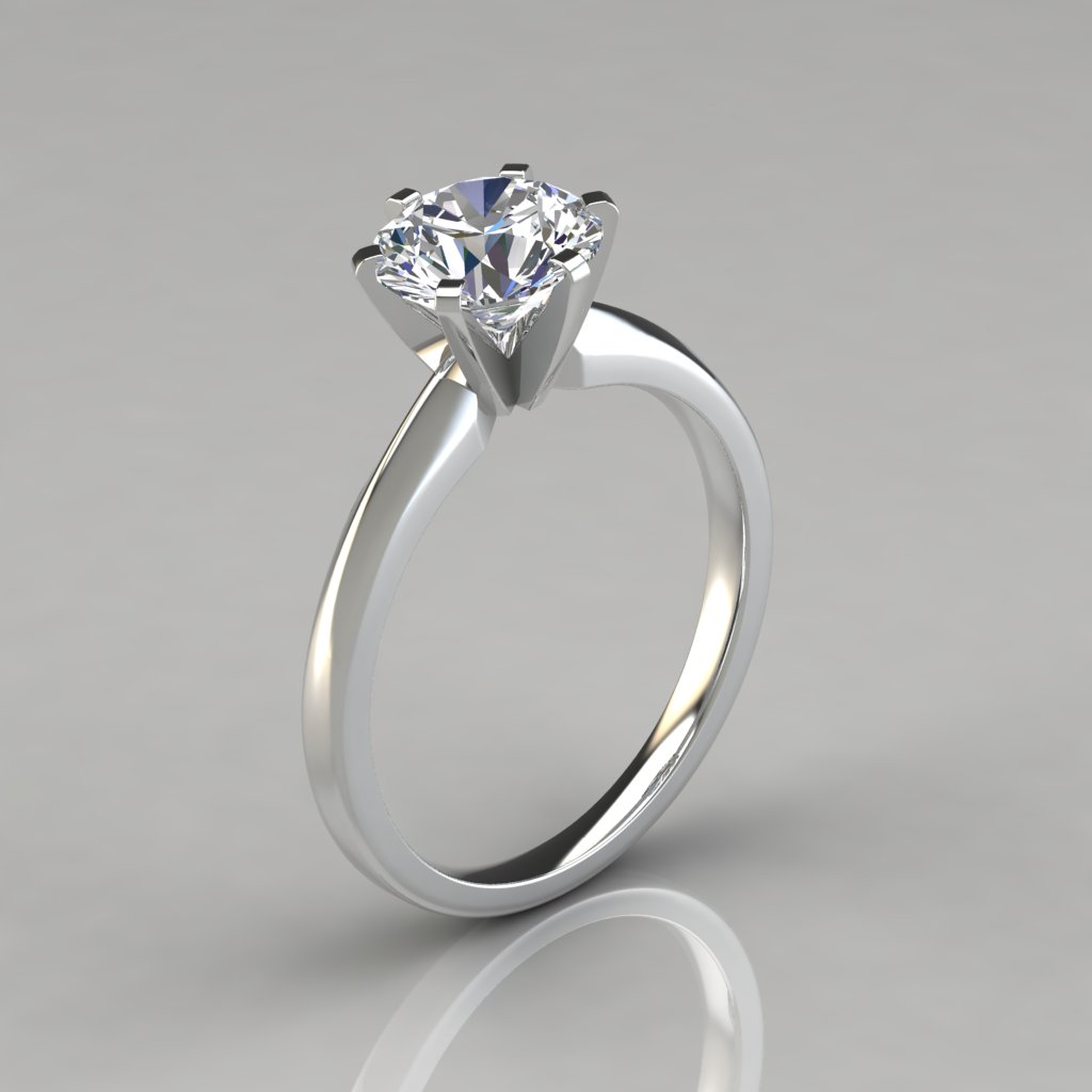 Round Classic Six Prong Solitaire Diamond Engagement Ring