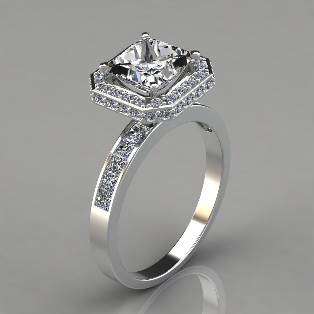 Channel Set Engagement Ring Setting In White Gold