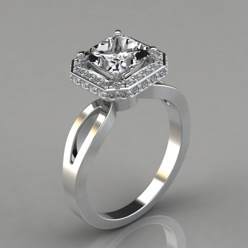 1.9 Ct. Princess Cut Natural Diamond Halo Pave Channel Set Diamond  Engagement Ring (GIA Certified) | Diamond Mansion