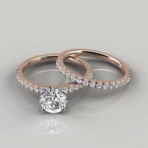 Pave wedding band sales with engagement ring