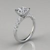 Graduated Princess Cut Engagement Ring 14k White Gold