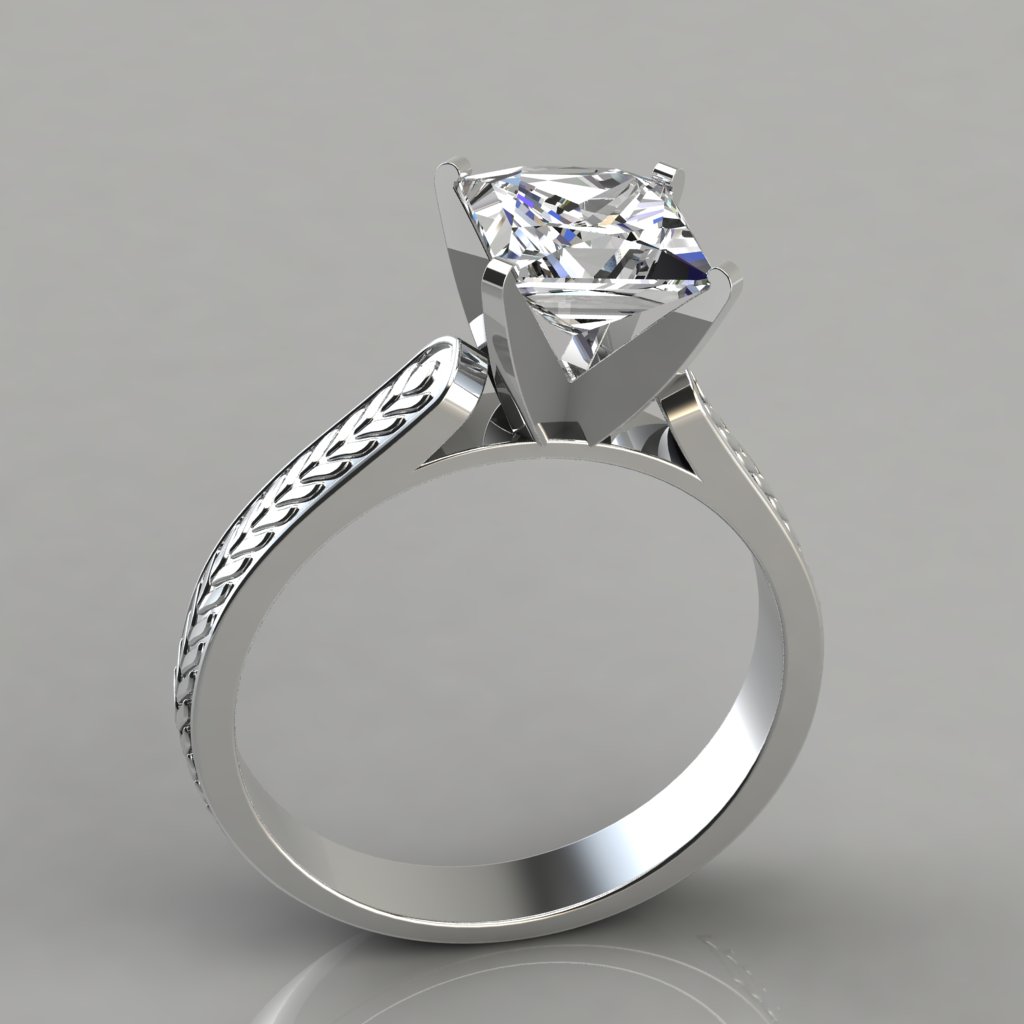 Wedding Ring Gem Jewellery Rings Design Ideas Princess Cut Engraved Solitaire Enement Ring Puregemsjewels