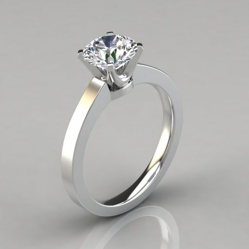 Round Cut Classic Thin Solitaire Engagement Ring In 14K White Gold |  Fascinating Diamonds
