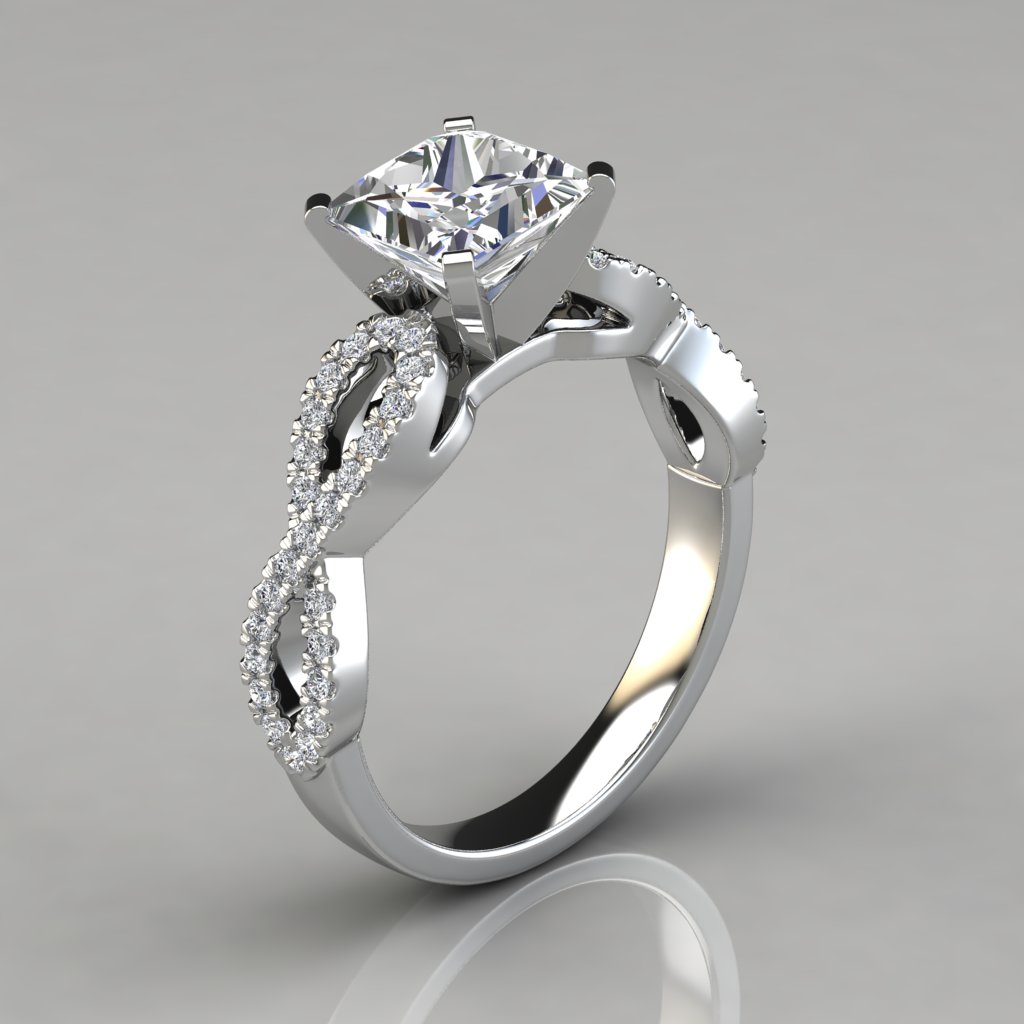 Infinity Design Princess  Cut  Engagement  Ring  PureGemsJewels