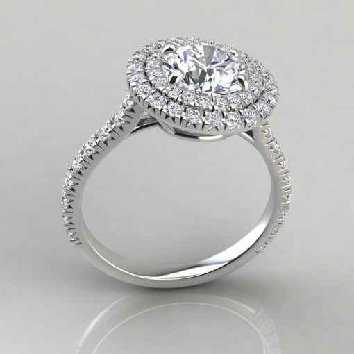 Double Halo Style Round Cut Engagement Ring - PureGemsJewels