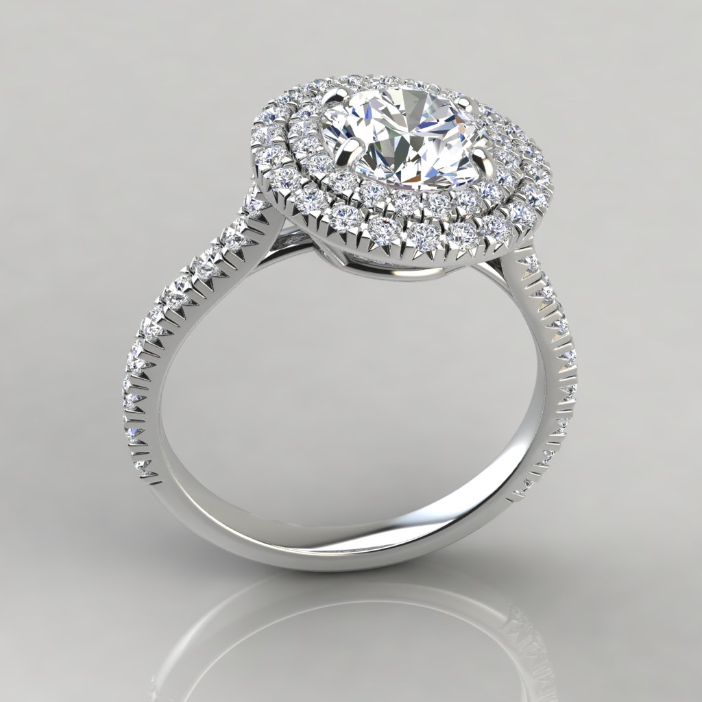 Double Halo Style Round Cut Engagement Ring PureGemsJewels Double Halo Style Round Cut Engagement Ring PureGemsJewels