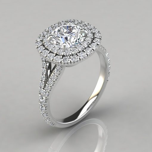 Husar's House of Fine Diamonds. 14kt White Gold Double Halo Illusion  Diamond Ring