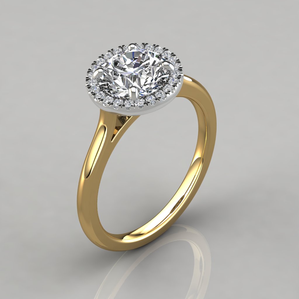  Plain  Shank Floating Halo Engagement  Ring  PureGemsJewels