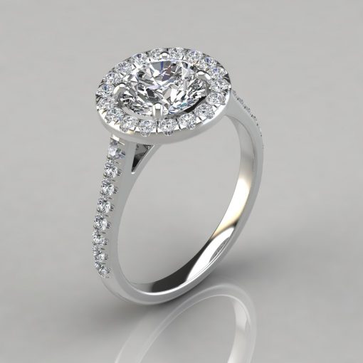 Floating Round Cut Halo Style Engagement Ring - PureGemsJewels