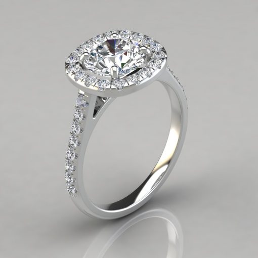 Floating Cushion Shape Halo Style Engagement Ring - PureGemsJewels