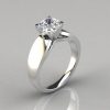 Wide Band Cushion Cut Solitaire Engagement Ring