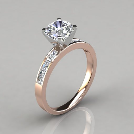 Channel Set Cushion Cut Engagement Ring - PureGemsJewels