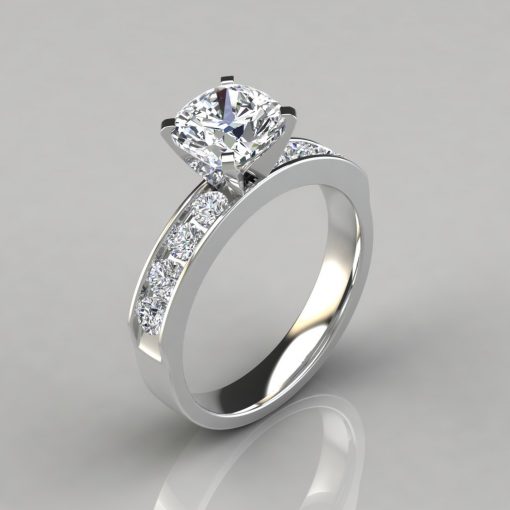 1.00 Ct Certified Lab Created Cushion Cut Diamond Engagement Ring 18K White  Gold
