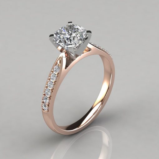 Tapered Cathedral Cushion Cut Engagement Ring - PureGemsJewels