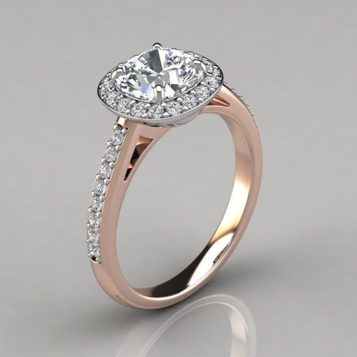 Cushion Cut Halo Engagement Ring - PureGemsJewels