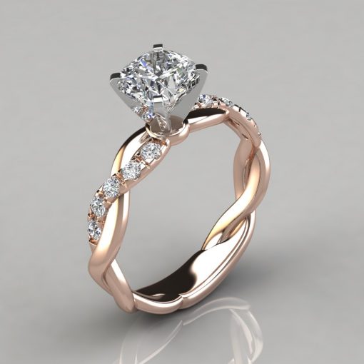 Twist Cushion Cut Engagement Ring - PureGemsJewels