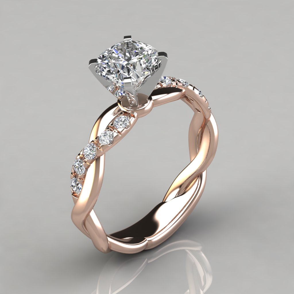Twist Cushion Cut Engagement Ring PureGemsJewels Twist Cushion Cut Engagement Ring PureGemsJewels