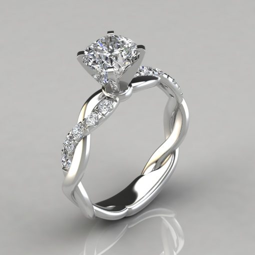 Twist Cushion Cut Engagement Ring - PureGemsJewels