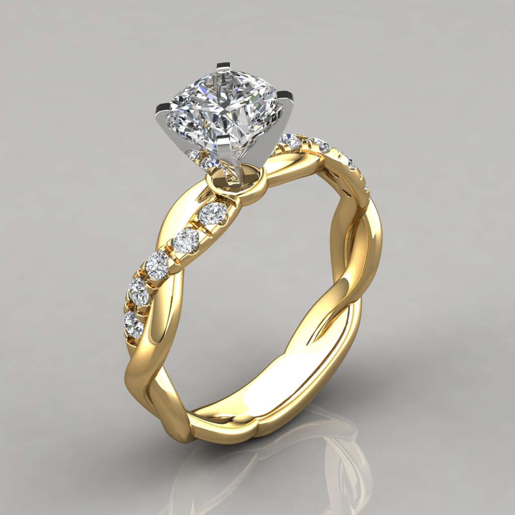 Twist Cushion Cut Engagement Ring - PureGemsJewels