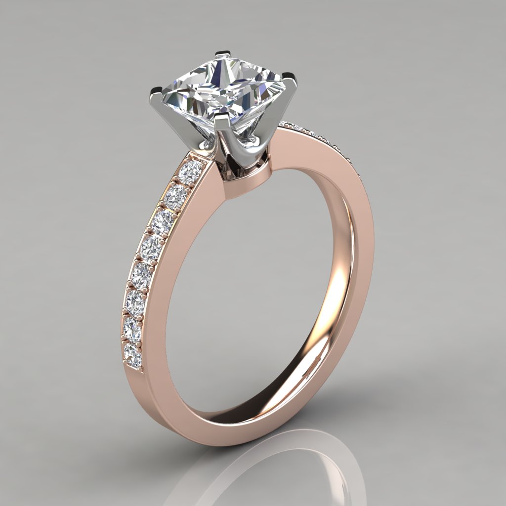 Kwiat | Engagement Ring with a Princess Diamond and Side Stones in Platinum  - Kwiat