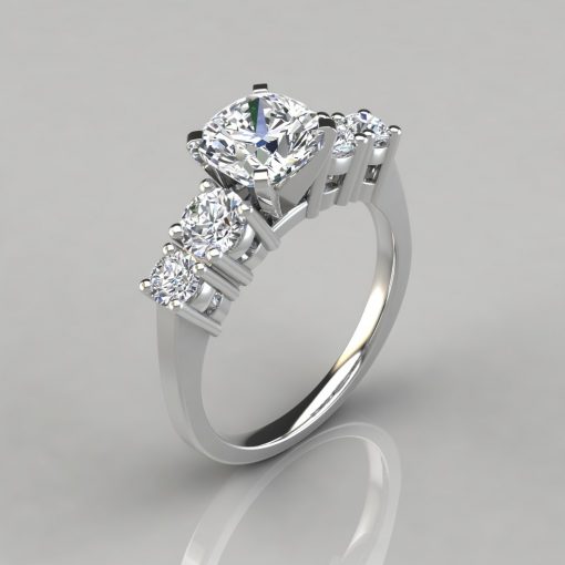 Graduated Five Stone Cushion Cut Engagement Ring - PureGemsJewels
