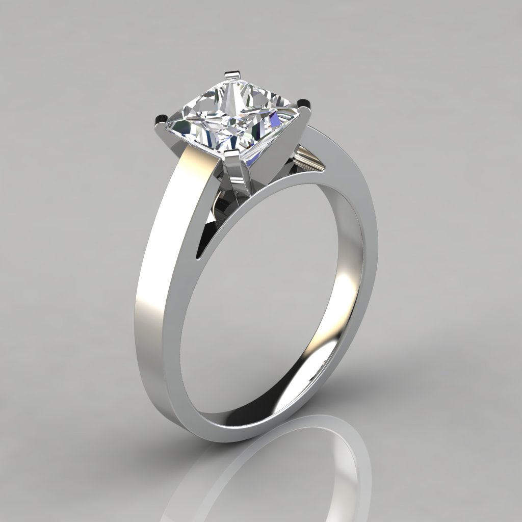 Cathedral Style Solitaire Engagement Ring is made to order in Platinum, 14K or 18K White or Yellow Solid Gold