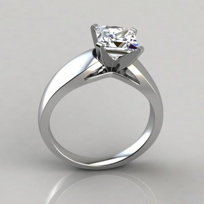 14k White Gold Wide Cathedral Solitaire Engagement Ring Mounting main image 0