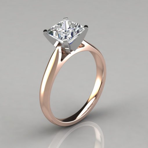 Petite Cathedral Princess Cut Solitaire Engagement Ring