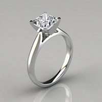 Petite Cathedral Princess Cut Solitaire Engagement Ring