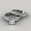 Graduated Princess Cut Engagement Ring and Wedding Band Set